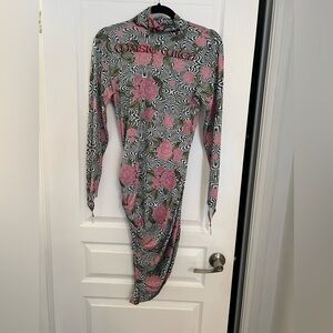 Maisie Wilen signature-dress Floral Long Sleeve w/ Pink & Black Pattern NEW!